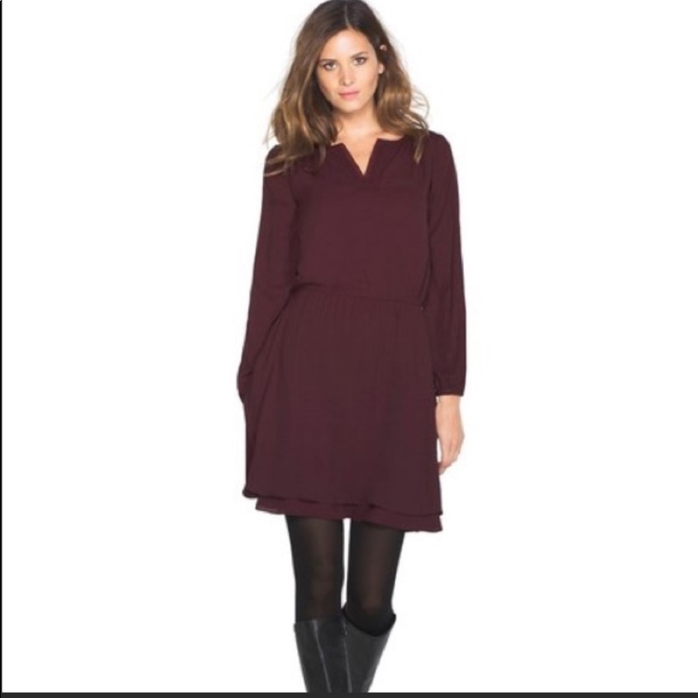 Eggplant WHBM Long Sleeve Dress